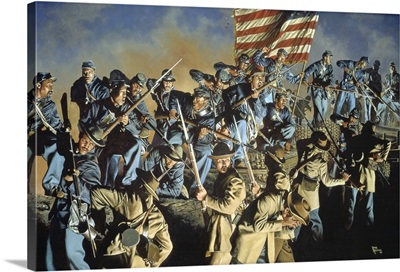 Confederate Troops Fighting African American Union Soldiers At Fort Wagner