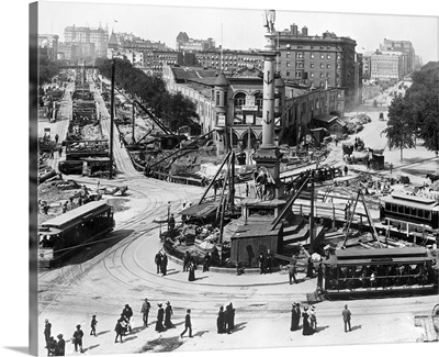 Construction around Columbus Circle in New York City, 1890's