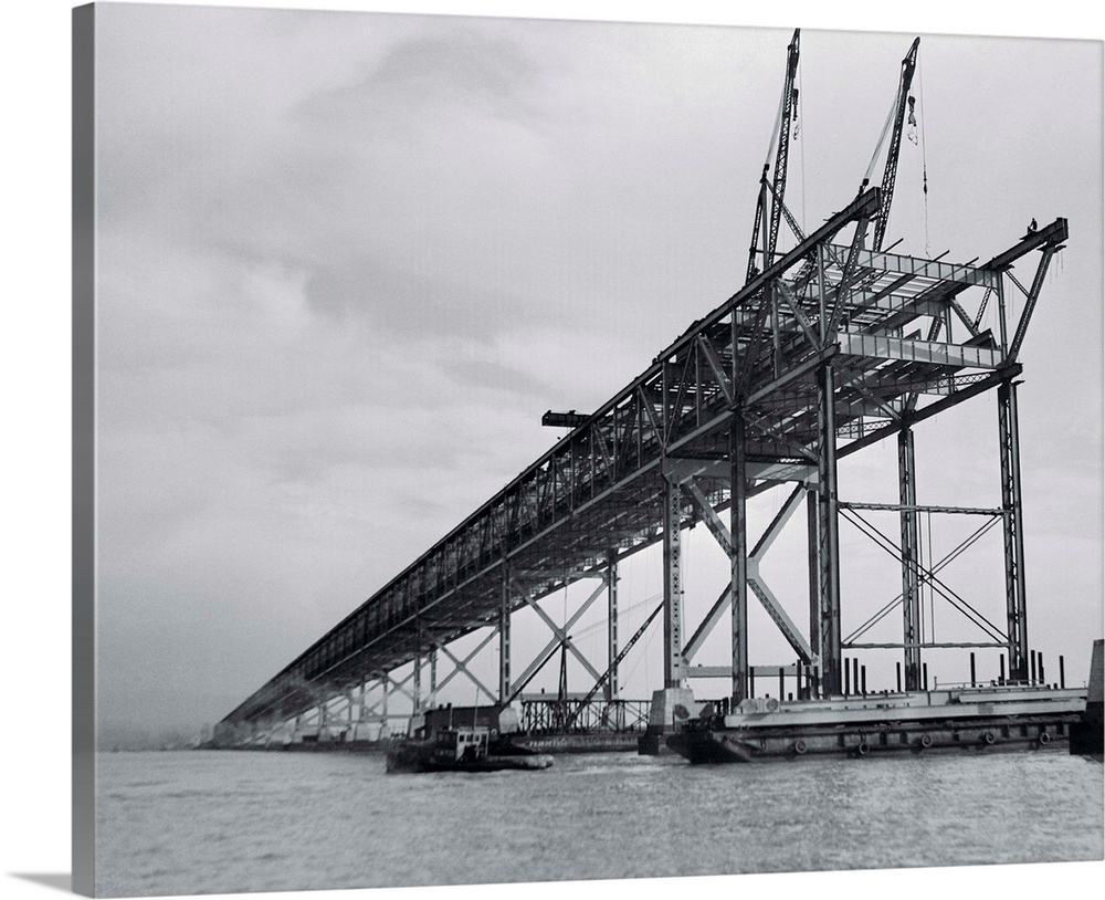 Yerba Buena Island in the distance from the San Francisco Bay Bridge construction.