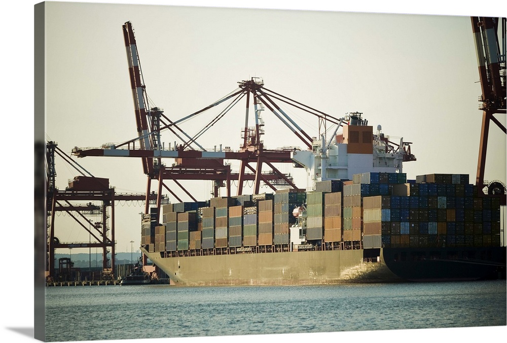 Container ship docked at Port Newark, Newark, New Jersey, USA