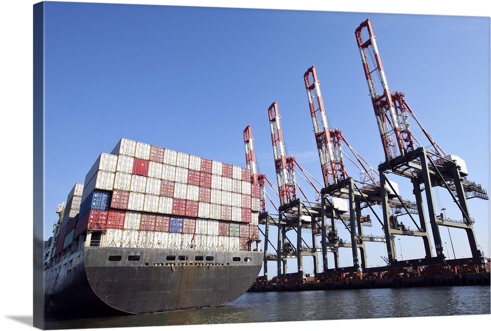 Container ship docking, Port of Newark