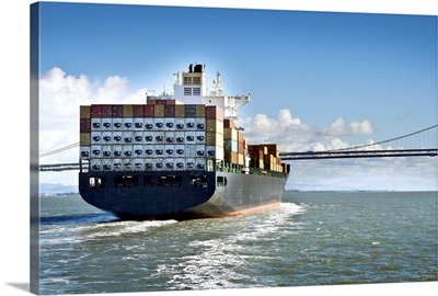 Container ship in San Francisco Bay, California