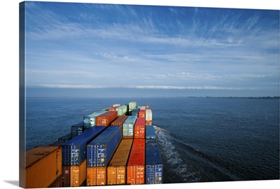 Container ship on Elbe river