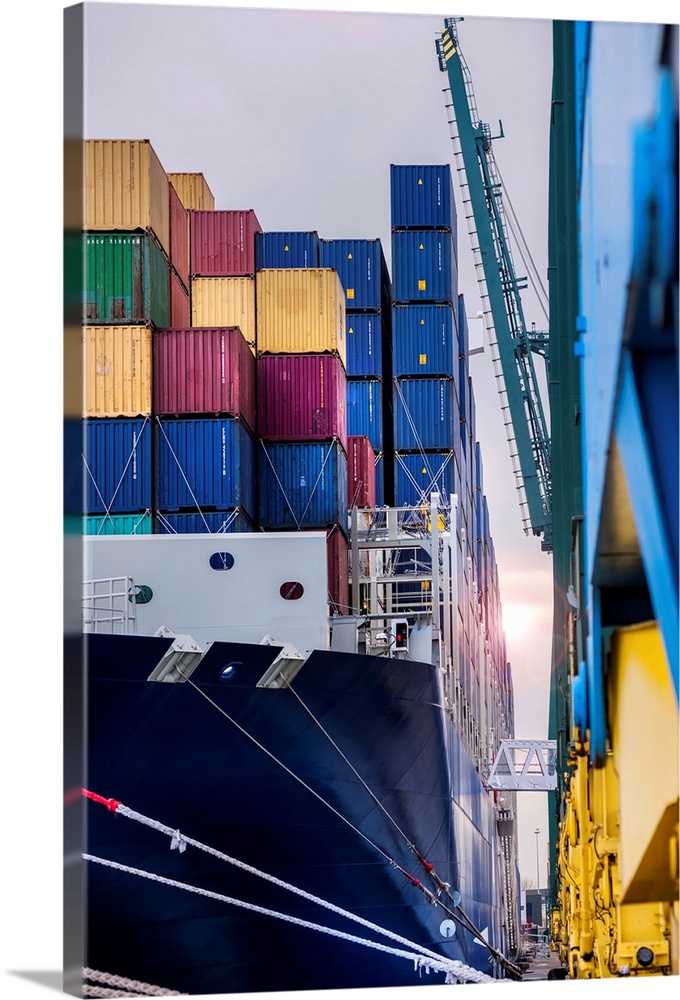 Containers ship in Zeebrugge port, Belgium