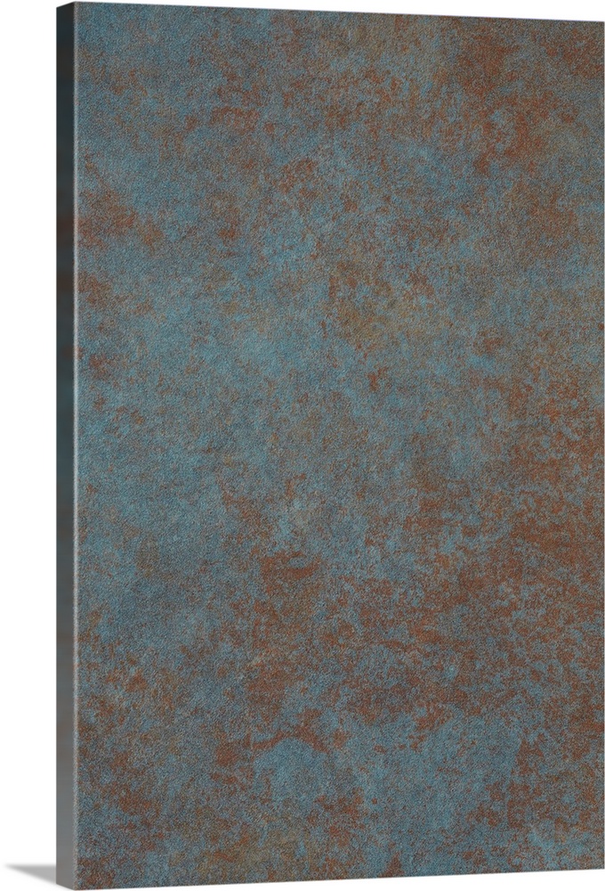 A blue and rust coloured patina on an aged corroded copper style background.