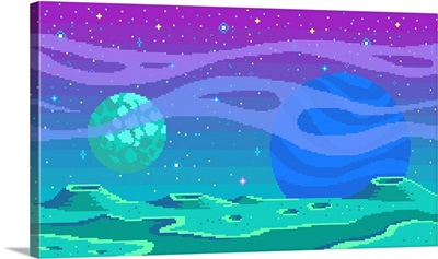 Cosmic Planet Surface Pixel Art