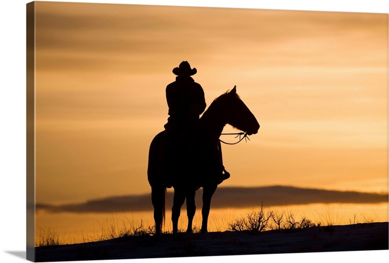 Cowboy At Sunset Wall Art, Canvas Prints, Framed Prints, Wall Peels