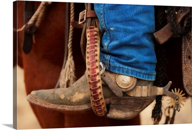 Spurs Boots and Braids - Wood Grain Rustic Artwork - Cowboy Boots