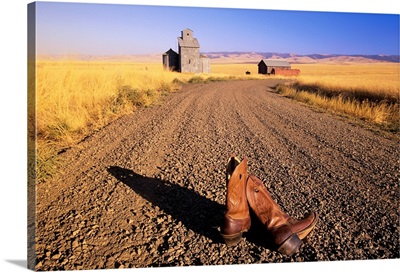 Cowboy Boots On Gravel Road