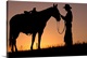 image thumbnail of Cowboy Petting Horse At Sunset