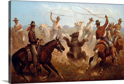 Cowboys Roping A Bear By James Walker