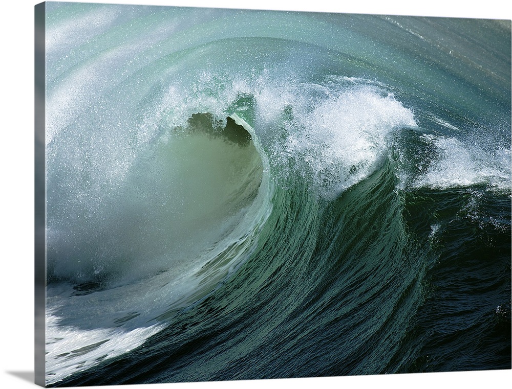 Curl of big wave off of coast of California.