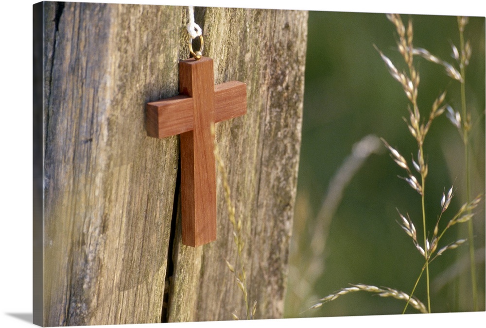 Cross against wood