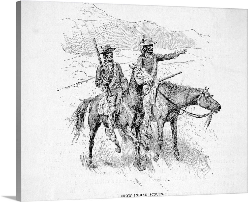 Crow Indian scouts. Illustration undated.