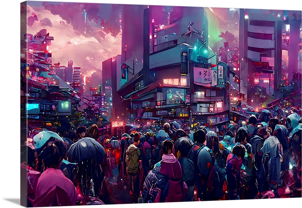 Crowded Tokyo streets scene.