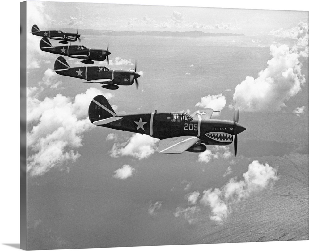 Curtiss P-40E Warhawks in Flight