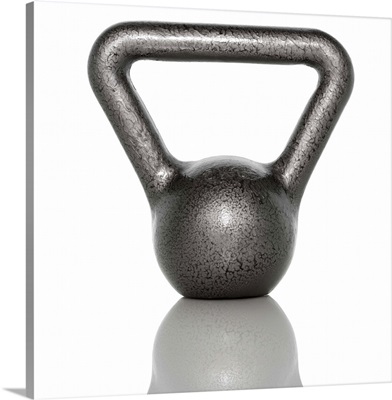 Cut out of a kettle bell on white background with reflection