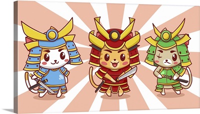 Cute Cats, Samurai Trio