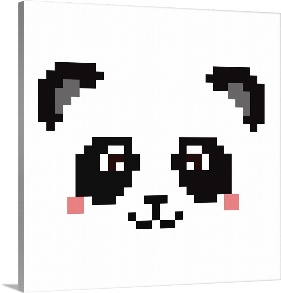 Cute Pixel Panda Face Wall Art, Canvas Prints, Framed Prints, Wall ...