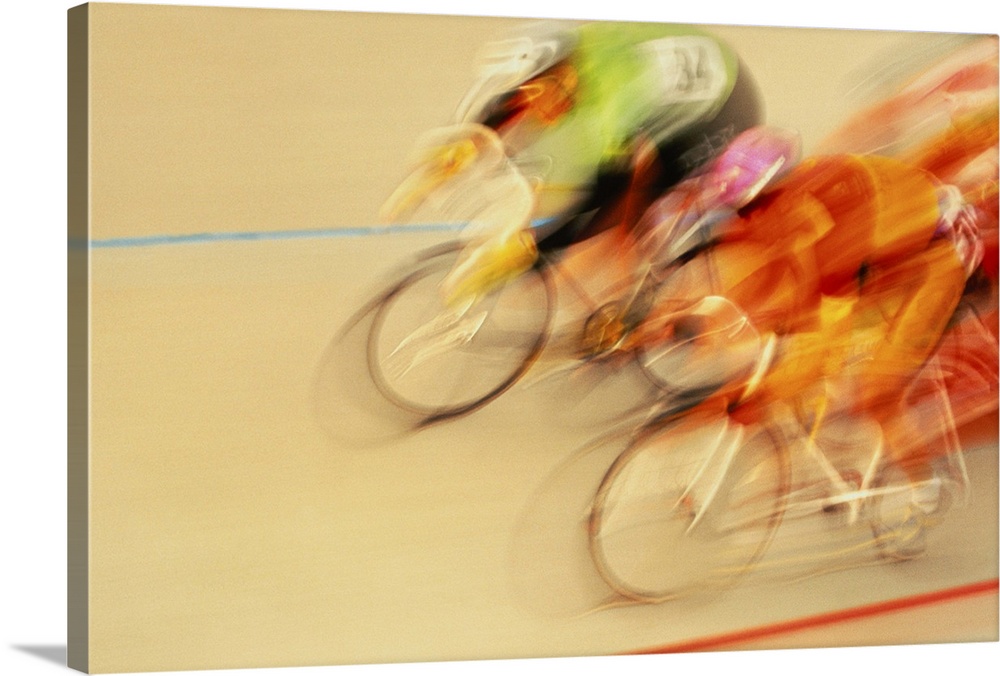 Cyclists in race, blurred action shot