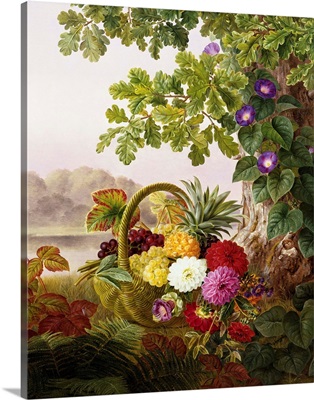 Dahlias, Asters, And Morning Glory By Johan Laurentz Jensen