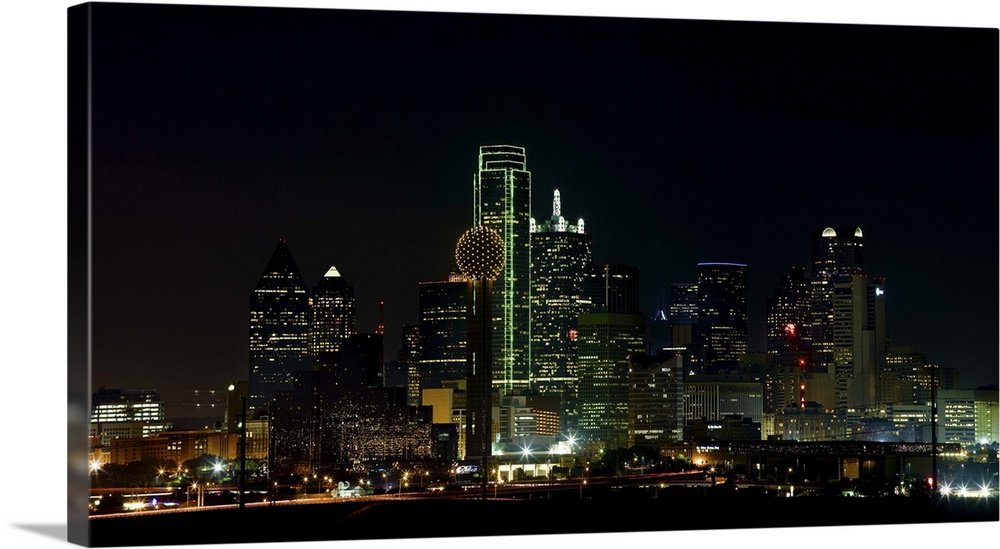 USA, Texas, Dallas, illuminated skyline at night