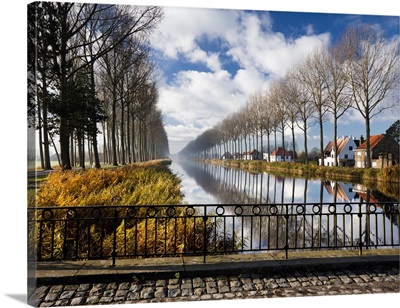 Damse Vaart Canal in the season of autumn, Damme, Belgium