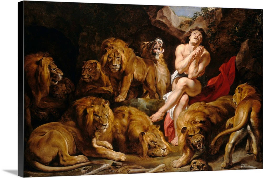 Sir Peter Paul Rubens (Flemish, 1577-1640), Daniel in the Lions' Den, c. 1614-16, oil on canvas, 268 x 374.7 x 15.2 cm (10...