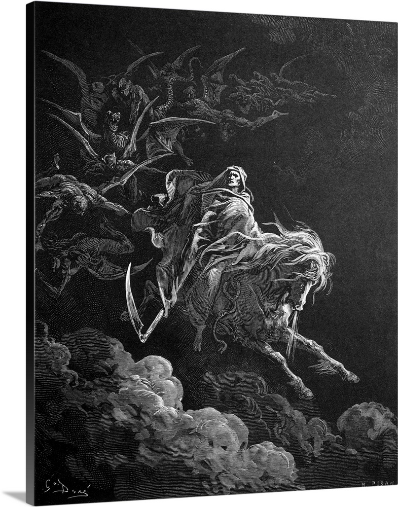 Canvas　Framed　Peels　Canvas　Gustave　Prints,　Horse　Wall　Big　Art,　Pale　the　Dore　Death　by　Wall　on　Prints,　Great