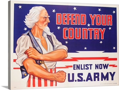Defend Your Country, Enlist Now Us Army Wwii Poster