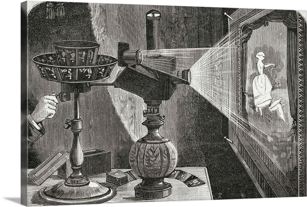 Depicting the Praxinoscope Used by Emile Reynaud in the Theatre Optique