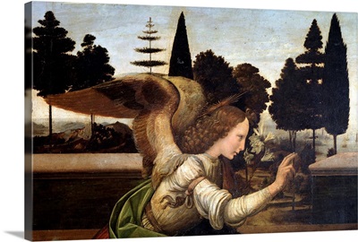 Detail of The Annunciation by Leonardo da Vinci