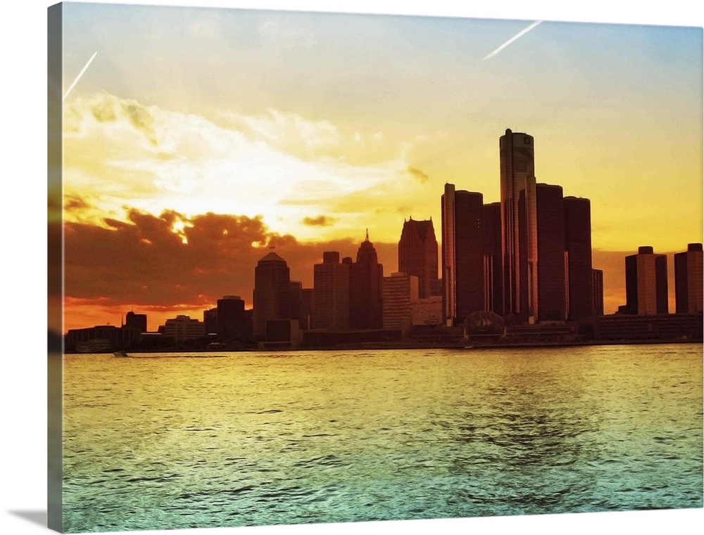 Sunset on the Detroit River.