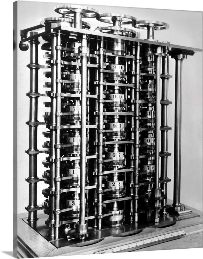 Part of a differential calculating machine on which Charles Babbage, English mathematician, worked for 37 years, only to f...