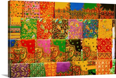 Display of brightly-colored fabric