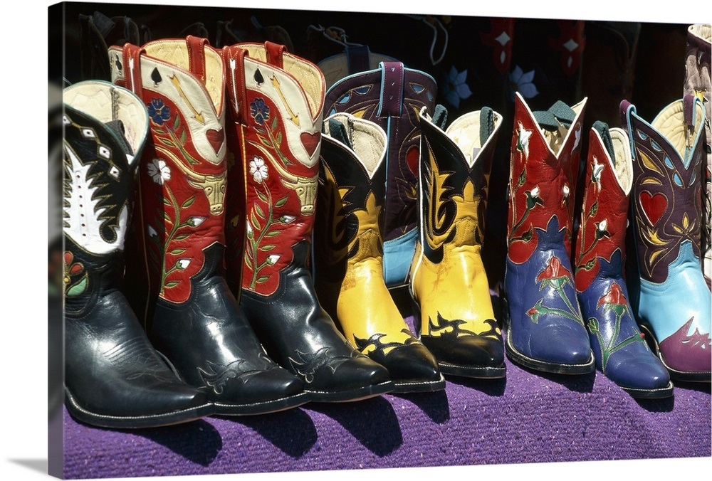 Display Of Colorful Cowboy Boots Wall Art, Canvas Prints, Framed Prints