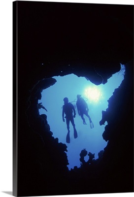 Divers under water