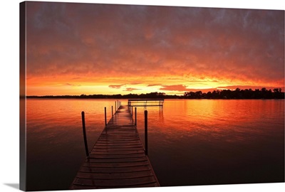 Dock at sunset on Lake Minnetonka, MN