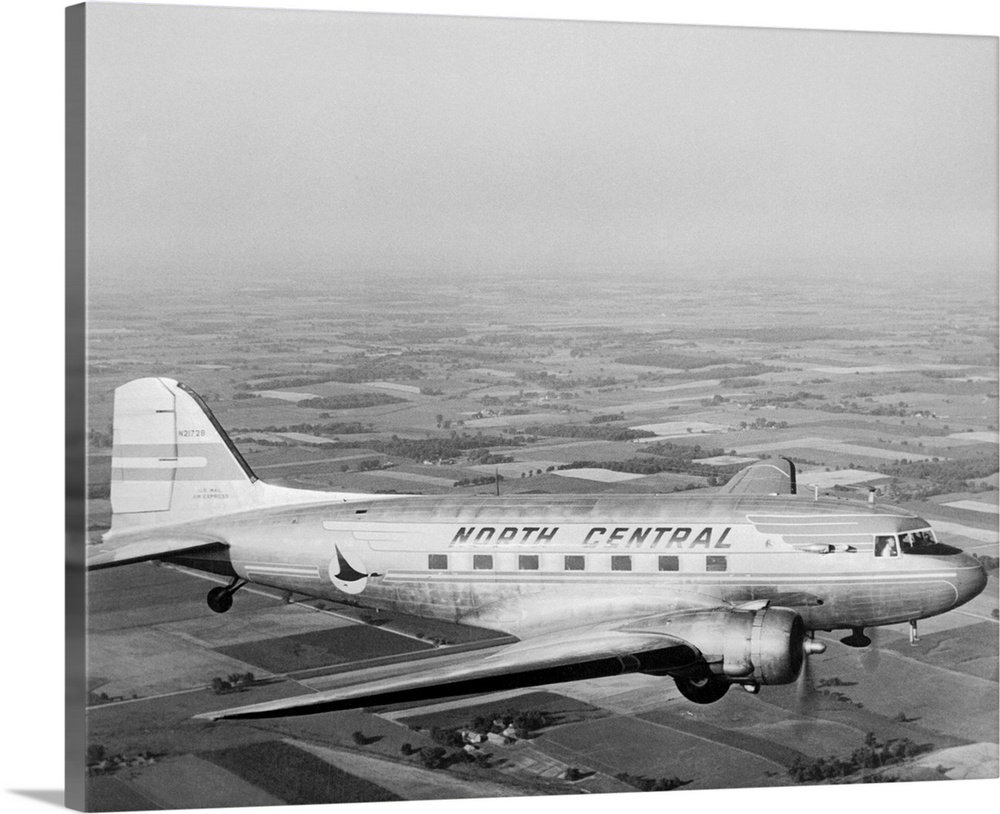 A Douglas DC-3 of North Central Airlines in flight.