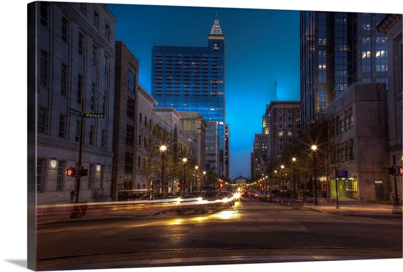 Downtown Raleigh North Carolina at dusk. Wall Art, Canvas Prints