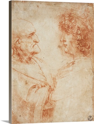 Drawing of an Old Man and a Youth by Leonardo da Vinci