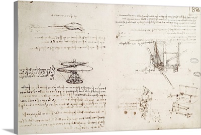 Drawing of flying machines