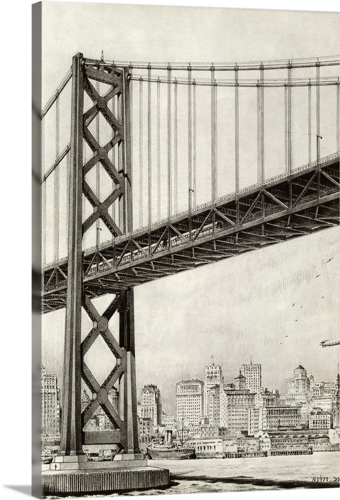 Architects drawing of the San Francisco Oakland Bridge