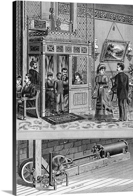 Drawing Showing Uses and Intricates of Early Elevator