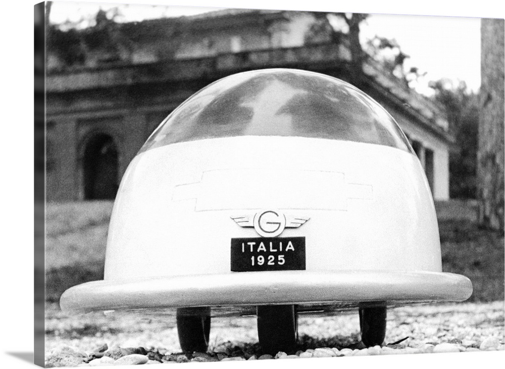 Front View Of The Motor Car--Car of the future, model Gone With The Wind designed by Mr. Albert Gorgoni of Rome. The featu...