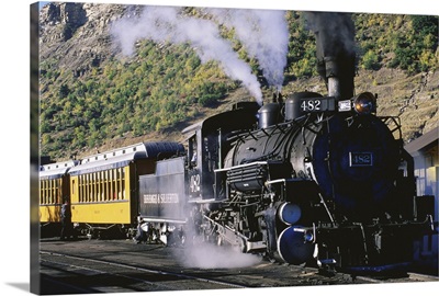 Durango and Silverton Narrow Gauge Railroad steam train at station