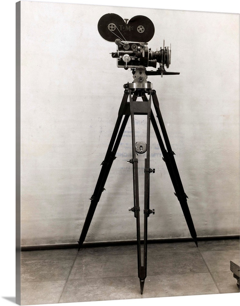 Movie camera on tripod. Undated photograph. BPA2