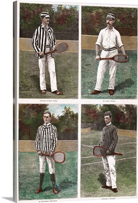 Early Tennis Players with Their Racquets