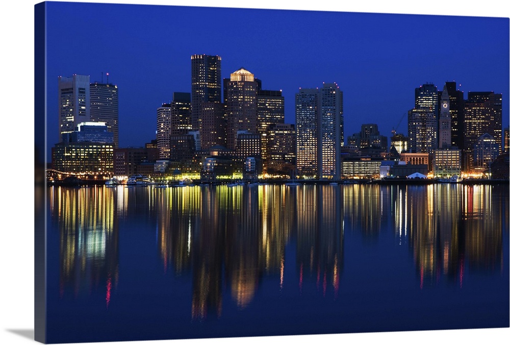 USA, Massachusetts, Boston, Financial District from East Boston, dawn