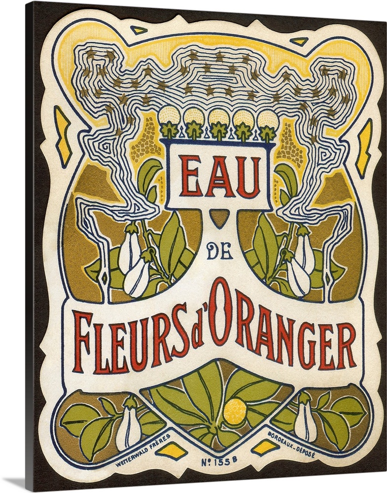 An 1890's high art nouveau French perfume label. This appears to be influenced by the Dutch psychedelic style of illustrat...